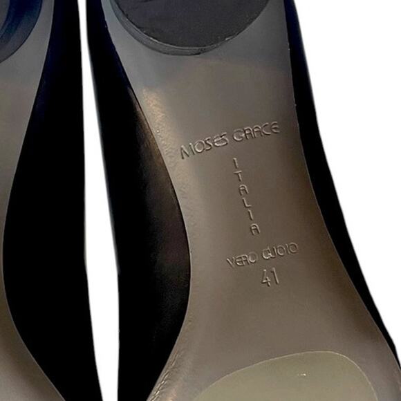 Moses Grace Preci Black Leather Pumps | Size 41 | Italian Vero Cuoio - Picture 7 of 7
